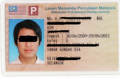 گواهینامه رانندگی در مالزی