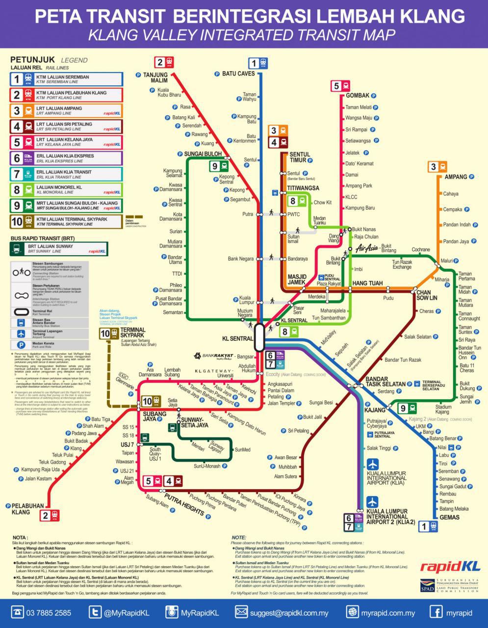 نقشه مترو و قطارهای مالزی