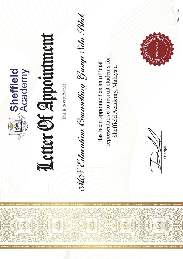 Sheffield Certificate